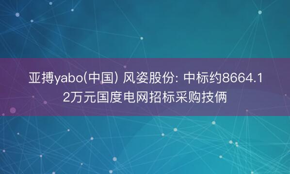 亚搏yabo(中国) 风姿股份: 中标约8664.12万元国度电网招标采购技俩