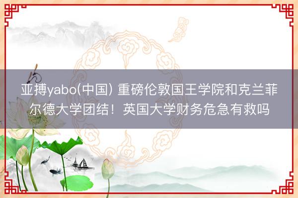 亚搏yabo(中国) 重磅伦敦国王学院和克兰菲尔德大学团结！英国大学财务危急有救吗