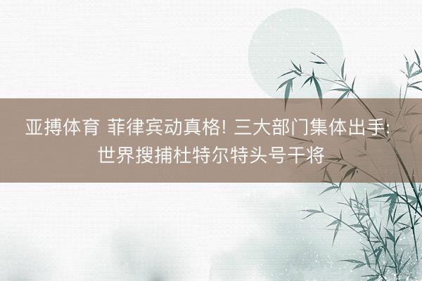 亚搏体育 菲律宾动真格! 三大部门集体出手: 世界搜捕杜特尔特头号干将
