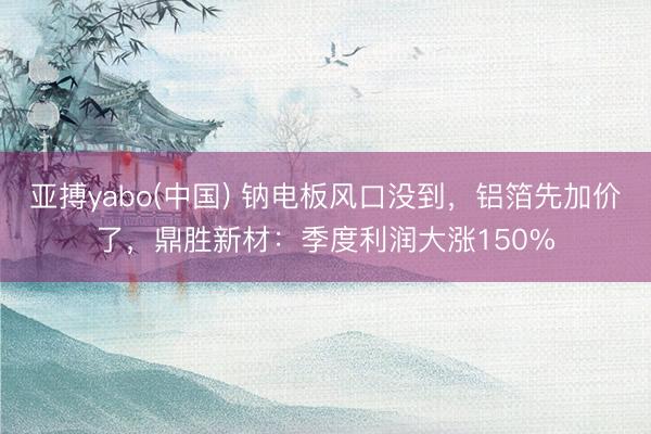 亚搏yabo(中国) 钠电板风口没到,铝箔先加价了,鼎胜新材:季度利润大涨150%