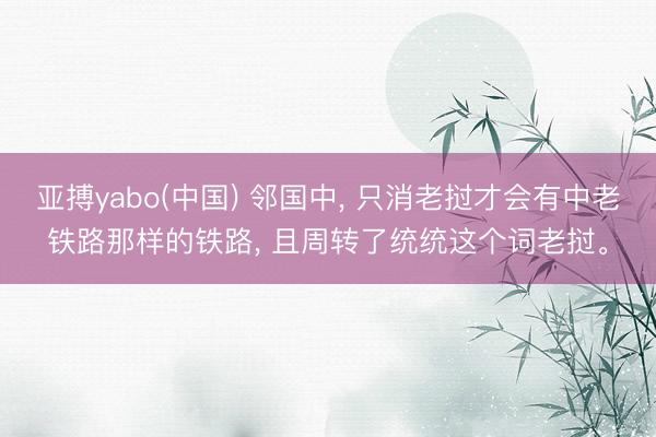 亚搏yabo(中国) 邻国中, 只消老挝才会有中老铁路那样的铁路, 且周转了统统这个词老挝。