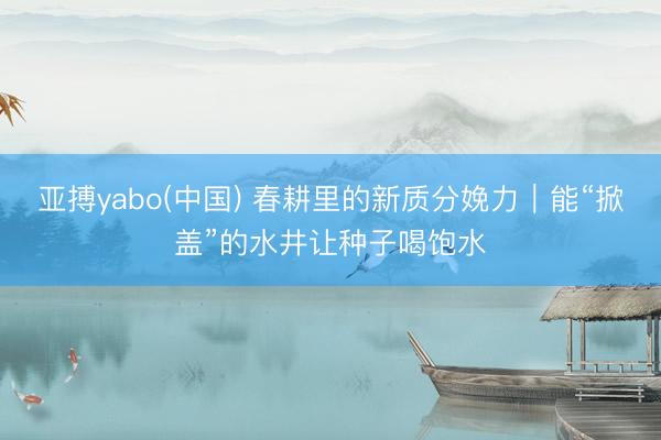 亚搏yabo(中国) 春耕里的新质分娩力｜能“掀盖”的水井让种子喝饱水