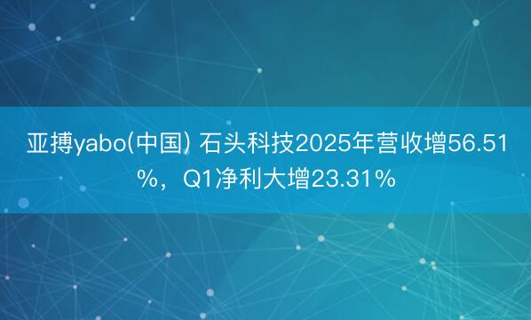 亚搏yabo(中国) 石头科技2025年营收增56.51%，Q1净利大增23.31%