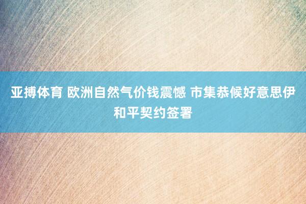 亚搏体育 欧洲自然气价钱震憾 市集恭候好意思伊和平契约签署